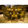 供應臻粹閣金絲楠木餐桌圓桌九件套，金絲楠木古典家具